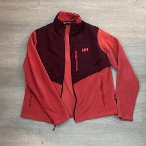 Helly Hansen Two-Tone Coral and Burgundy Fleece Jacket